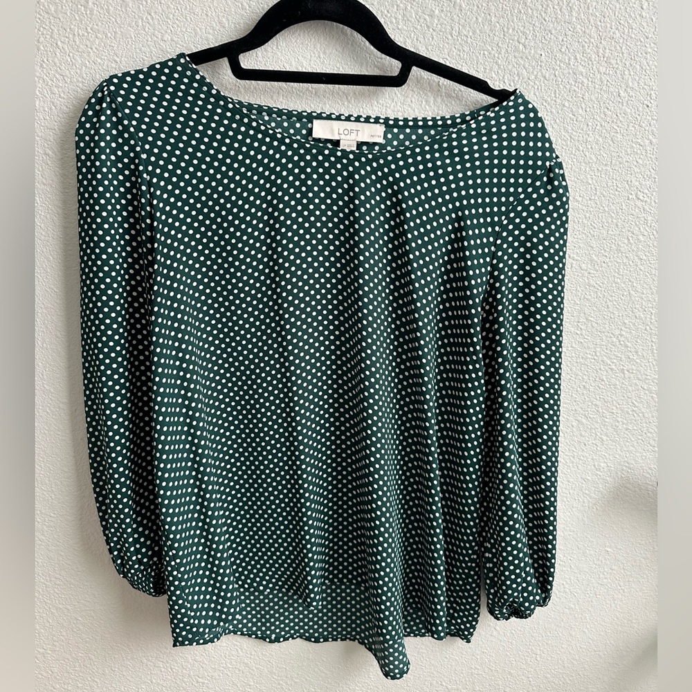 LOFT Polka Dot Long Sleeve - Large/Petite